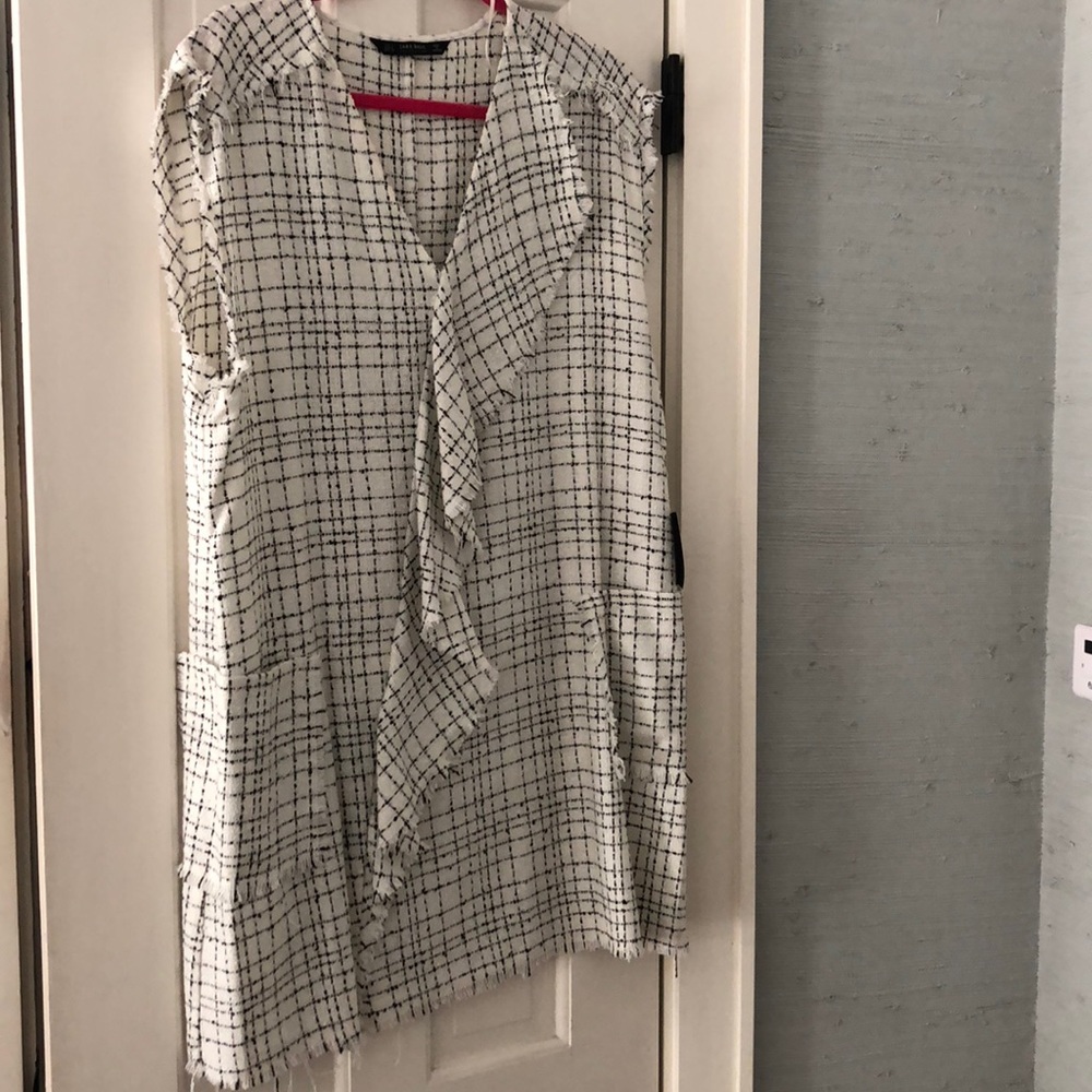Zara black and white tweed dress